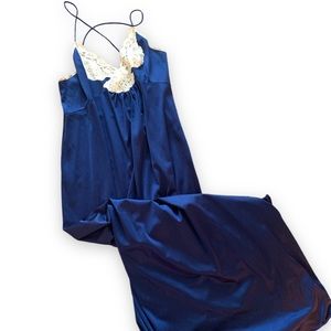 Blue Satin Maxi Dress